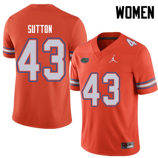 Jordan Brand Women #43 Nicolas Sutton Florida Gators College Football Jerseys Orange